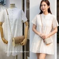 ราคา Mini lace dress ชุดเดรสลูกไม้ คอปีน แขนสั้น งานสวยพรีเมียม (25264912893)