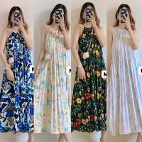 ราคา Maxi dress เดรนสายเดี่ยวยาวผูกโบว์หลัง พิมพ์ลายน่ารัก (24927392005)
