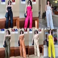 ราคา sunset 2 ชิ้น ชุดเซ็ตเกาะอก แต่งระบาย กางเกงขายาว ใส่เที่ยว ไปทะเล คาเฟ่ (23779717670)