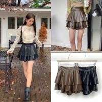 ราคา กระโปรงหนัง pu แต่งระบาย ตัวสั้น ลุคเกาหลี (22485148261)
