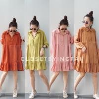 ราคา mini dress shirt เดรสสั้น คอเชิ้ตแขนยาว เดรสเกาหลี ทรงสวย เดรสแต่งระบาย พรางหุ่น สาวอวบใส่ได้ (22310649685)