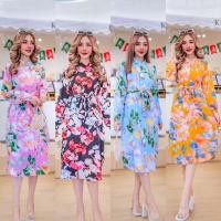 ราคา Dress shirt เดรสเชิ้ต คอจีน ผ้าไหมพิมพ์ลายดอกไม้ (21691922146)