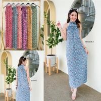 ราคา เดรสพลีทยาว จีบคอ พิม์ลาย คอจีบ ลายดอกไม้ (20522092979)