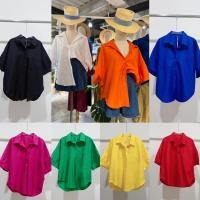 ราคา เสื้อเชิ้ต แขนสั้น คอปก ทรง Oversize basic shirt ใส่เที่ยว (20177196030)