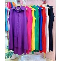 ราคา cotton dress ชุดเดรสสั้น แขนกุด คอปก ทรงน่ารัก สีพื้นสวยๆ (19892779402)