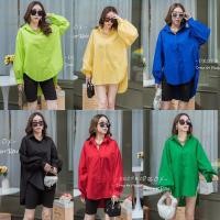 ราคา Korea oversize shirt เสื้อเชิ้ต แขนยาว กระดุมหน้า สีพื้น (18984255252)