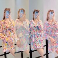 ราคา มินิเดรส เสื้อคอปก ผ้าอัดพลีทชีฟอง พิมพ์ลาย เดรสผ้าชีฟอง (18888682369)