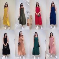 ราคา ชุดเดรสอัดพลีทตัวยาว ทรงคอกลมแขนกุด ชุดเดรสอัดพลีท อัดพลีทคอกลม เดรสอัดพลีทหลายสี (17125529991)