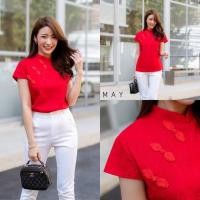 ราคา เสื้อกี่เพ้า คอจีนแขนสั้น ซิปหลัง พร้อมส่ง (9708823706)