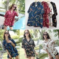 ราคา shirt ผ้าsilk Satin เสื้อเชิ้นแขนสั้น ผ้าไหมซาตินลื่น นิ่ม พิม digital print (40255644652)
