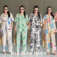 ราคา Set Hawaii ชุดเซ็ตลายกราฟฟิก 2 ชิ้น เชิ้ตแขนสั้น กางเกงขายาว (28601505794)