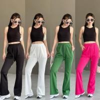 ราคา freesize กางเกงวอมขายาว เอวสม๊อครอบฟรีไซต์ ปลายขาม้านิดๆ (25864348475)