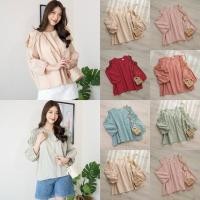 ราคา linen shirt เสื้อลินินแขนยาว แต่งดอกไม้ แต่งดีเทลแขน (25814921026)