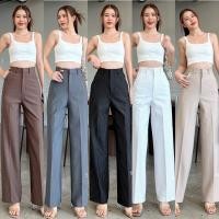 ราคา rose pant กางเกงขายาวเอวสูง ทรงกระบอก ขายาว ลายริ้ว ผ้าโรเชฟ (25402343064)