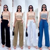 ราคา กางเกงยีนส์ เอวสูง กางเกงขายาว เอวสม๊อค (25358496310)