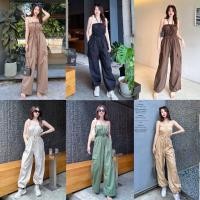 ราคา Cargo jumpsuit ชุดจั้มสูทขายาว แฟชั่น แต่งสายผูกคล้องคอ (25351553605)