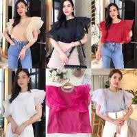 ราคา เสื้อ Angle crape top เสื้อเเขนแองเจิ้ล แต่งระบายฟู ผ้าแก้ว ใส่ออกงานเรียบหรู (23177960892)