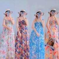 ราคา Summer dress เดรสลายเอกไม้ เดรสอัดพลีทยาว ผ้าชีฟองพิมพ์ลาย ใส่ไปทะเล ใส่ไปเที่ยว (22812642567)