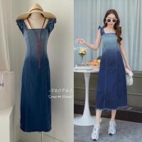 ราคา Two Tone Jean Dress เดรสยีนส์ สายเดี่ยวระบายตัวยาว (20087736262)