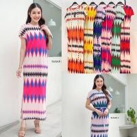 ราคา ชุดเดรสอัดพลีท เเขนสั้น พิมพ์ลาย สีสดใส (18696424598)