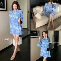 ราคา เดรสอัดพลีทสีฟ้าพาสเทล คอเสื้อแต่งระบายเล็กๆ เดรสเกาหลี มีเชือกผูกคอ แขนพองน่ารัก สไตล์ลูกคุณหนู (7848263976)