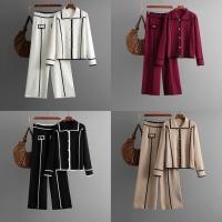 ราคา Glam Knit Set เซ็ตไหมพรมเสื้อสเวทเตอร์คอปกแต่งแถบตัดสีสไตล์ชาแนล (40920504783)