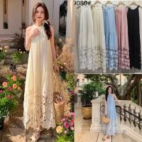 ราคา เดรสแขนกุดคอจีน ผ้าซาร่ามีซับใน แต่งลูกไม้สไตล์เกาหลี (40120459393)