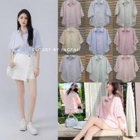 ราคา cotton shirt เสื้อเชิ้ตคอตตอน ลายริ้ว เเขนจั้ม ทรงสวย ใส่ทำงาน เที่ยว สไตล์สาวเกาหลี (28958166973)