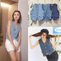 ราคา Waistcoat เสื้อกั๊กยีนส์ ลายทาง แขนกุด ทรงน่ารักเก๋ๆ (28113631091)