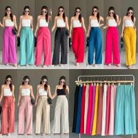 ราคา Linen long basic pants กางเกงลินิน เอวยืด ทรงกระบอก (27960534128)