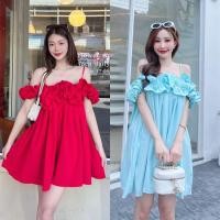 ราคา Molly dress มินิเดรสแต่งระบายรอบตัว รอบอกจับจีบทวีตน่ารัก (25145685415)