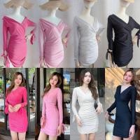 ราคา wink dress ชุดเดรสสั้น แต่งโบว์แขน ทรงเซ็กซี่ รัดรูป (19594184799)