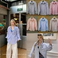 ราคา Basic shirt เสื้อเชิ้ตแขนยาว งานปักอก ลายริ้ว (42463686095)