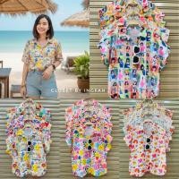 ราคา cartoon shirt เสื้อเชิ้ตแขนล้ำ เชิ้ตผ้าสลาฟลินินพิมพ์ลายน่ารักๆ (40970447905)