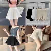 ราคา pleated pants กางเกงกระโปรงอัดพลีท กางเกงขาสั้น ทรงบาน (28715136246)