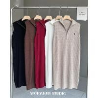 ราคา ชุดเดรสไหมพรม เดรสคอกลมแขนยาว งานปักโลโก้แบรนด์ (29066039903)