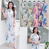 ราคา เดรสอัดพลีท คอกลม ตัวยาว ลายกราฟฟิก สีพาสเทล (25970480455)