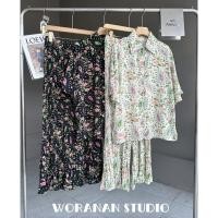 ราคา ชุดเซท2ชิ้น เสื้อแขนสั้นมาพร้อมกางเกงขายาวอัดพลีท ลายกราฟฟิก (43263612313)