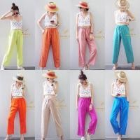 ราคา linen pants กางเกงขายาว ผ้าลินิน สีพื้น ทรงสวย ผ้าใส่สบาย (18284098647)