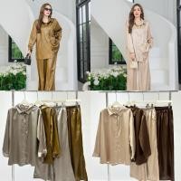 ราคา Satin madam set 2 ชิ้น ชุดเซ็ตซาติน เชิ้ตคอปก กางเกงขายาว (41502145411)