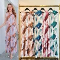 ราคา Maxi pleated ชุดเดรสพลีท ลายมัดย้อม (28964548743)