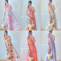 ราคา dress เดรสสายเดี่ยว ชุดเดรสอัดพลีท ลายดอกไม้ น่ารัก (26904818665)