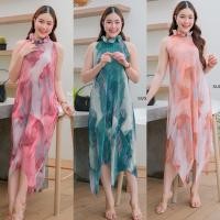 ราคา ชุดเดรสพลีท เดรสระบาย ลายมักย้อม สีหวานๆ ใส่เที่ยว ออกงาน (26866314773)