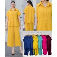 ราคา Linen set s ชุดเซ็ตผ้าลินิน งานเสื้อปกเชิ้ตแขนดับเบิ้ล (42552188290)