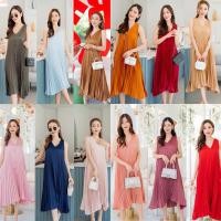 ราคา V pleats dress ชุดเดรสอัดพลีท อัดพลีทคอวี ผ้าสวย เดรสใส่ออกงาน ใส่ชิวๆ (21588308761)