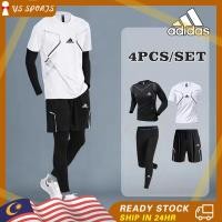 ราคา 4PCS SET2024 ใหม่ผู้ชายกีฬา 4PCS กีฬาแขนสั้นเสื้อ T กีฬากางเกงขาสั้นแน่นแขนยาว Jersey กางเกงยาวกางเกงขายาว Gym วิ่งชุดกีฬา (43651967421)