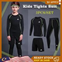 ราคา 3PCS SET Kids Sports Compression Suit Long Sleeve Tops Tights Long Pants Quick Drying Comfort Basketball Running Sportswear (24879515523)