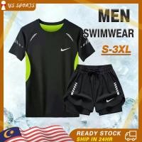 ราคา 2 ชิ้น เซต ชุดว่ายน้ํา แขนสั้น รัดรูป เสื้อยืดปลอม กางเกงขาสั้น สองชิ้น แห้งพอดี ระบายอากาศ ชุดว่ายน้ําผู้ชาย ชุดกีฬา วิ่ง บาสเก็ตบอล เสื้อรัดรูป ชุดว่ายน้ํา ชายหาด กางเกงขาสั้น (25776133901)