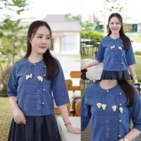 ราคา เสื้อผ้าฝ้ายคอกลมแขนสามส่วน ป้ายดอกกุหลาบ (42904300141)