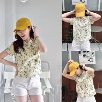 ราคา KL เสื้อผ้าฝ้ายพิมพ์ลายดอกเดซี่ กระดุมมุกขาว (28000756388)